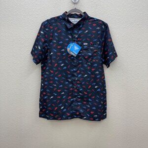 Columbia PFG Nocturnal Super Slack Tide Camp Vented Button Shirt Mens Small NEW
